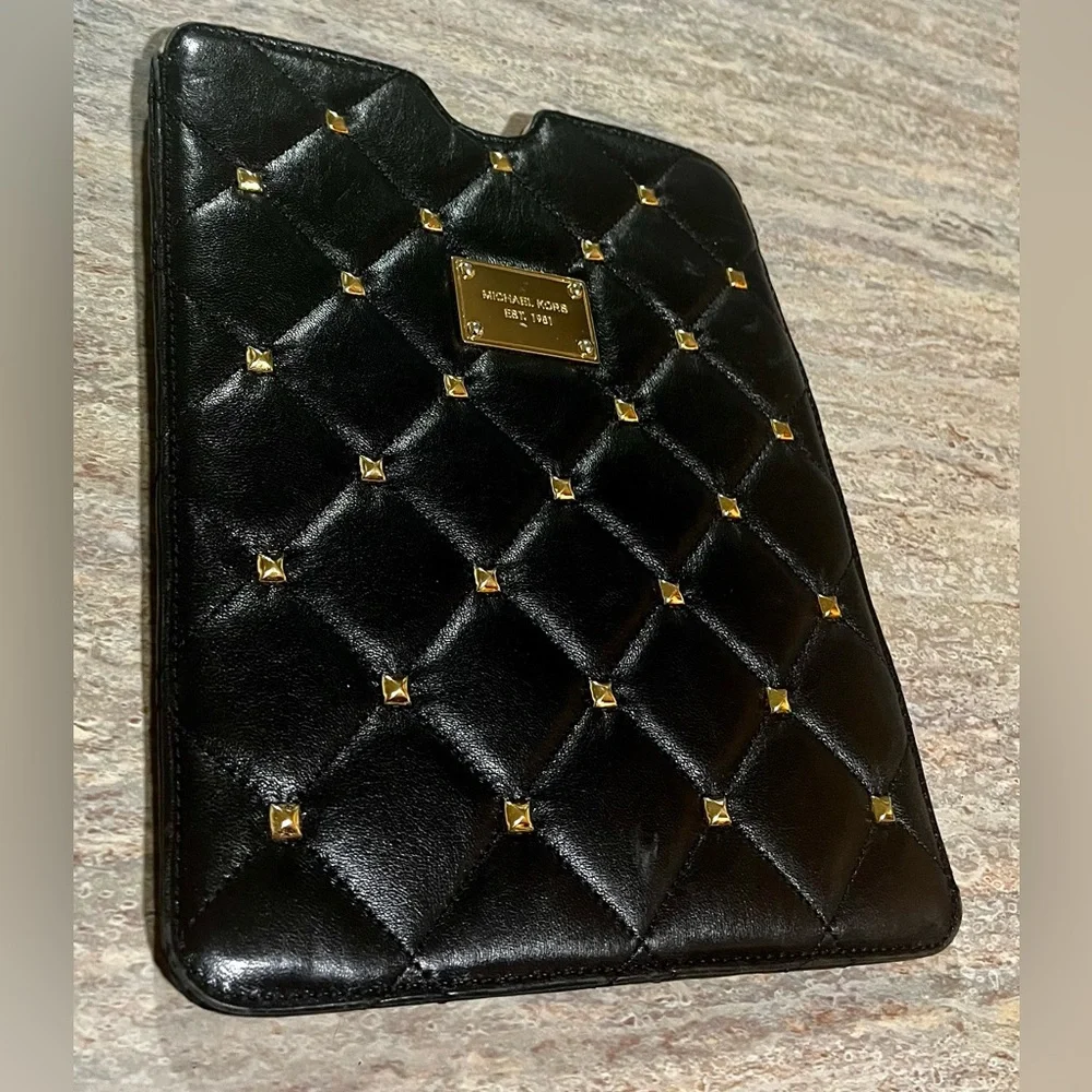 Michael Kors quilted tablet cover with gold color studs